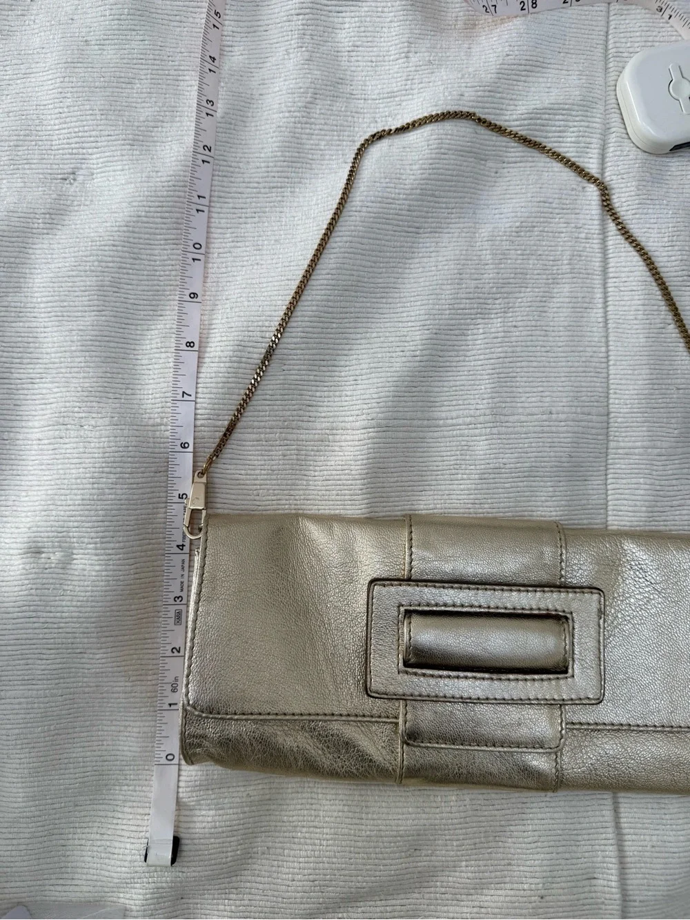 Max Mara Made in Italy Vintage Metallic Gold Chain-Strap Clutch